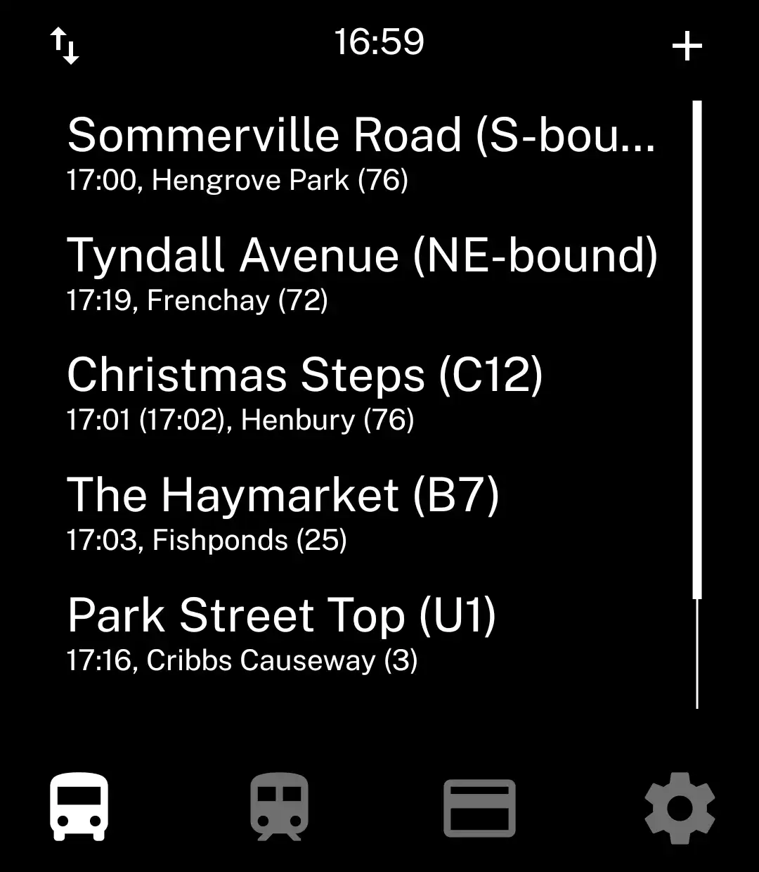 Timetables screenshot